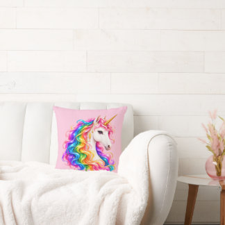 Rainbow Unicorn Throw Pillow