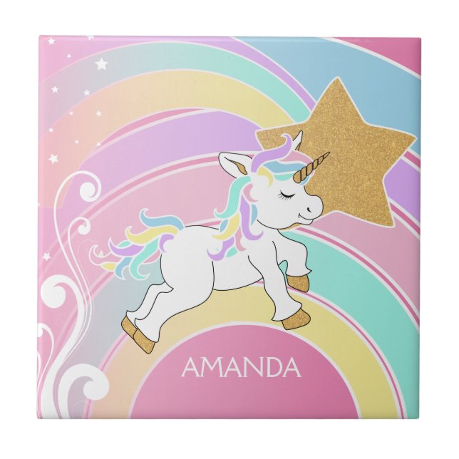 Rainbow Unicorn Tile (Front)