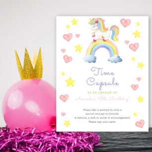 Rainbow Unicorn - Time Capsule 1st birthday Poster