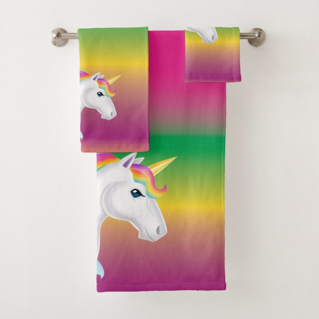 Rainbow Unicorn Towel Set (Insitu)