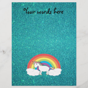 Rainbow unicorn turquoise glitter flyer