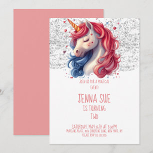 Rainbow Unicorn Valentines Day Party Invitation