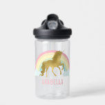 Rainbow Unicorn Water Bottle<br><div class="desc">Gold Rainbow Unicorn personalized design.</div>