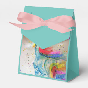 Rainbow Unicorn Watercolour Party Cake Favour Box