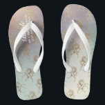 Rainbow Unicorn Wedding Flipflops BRIDE Gold<br><div class="desc">Add the Bridal Party members role,  couples married name and wedding date to these elegant summer beach wedding flipflops.</div>