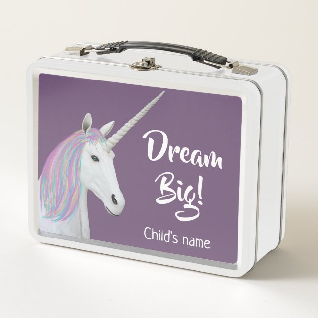 Rainbow Unicorn White Purple Customized Lunchbox (Front)