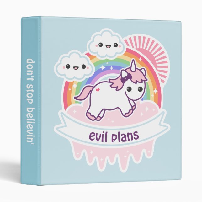 Rainbow Unicorn with Clouds Binder (Front/Spine)