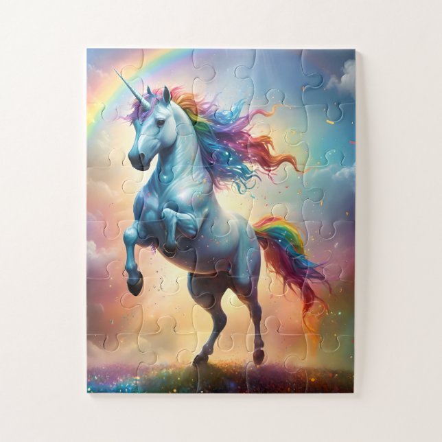 Rainbow Unicorn With Rainbow Sparkle, Jigsaw Puzzle (Vertical)