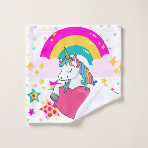 Rainbow Unicorn with Stars    Bath Towel Set