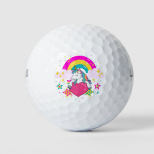 Rainbow Unicorn with Stars  Golf Balls