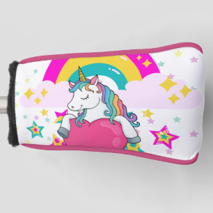 Rainbow Unicorn with Stars Golf Head Cover