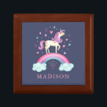 Rainbow Unicorn Wooden Jewellery Keepsake Box<br><div class="desc">A cute personalized girls pink and purple rainbow unicorn wooden Jewellery Keepsake box. Personalize it for your little girl's birthday. Designed for you by Blackberry Boulevard.</div>