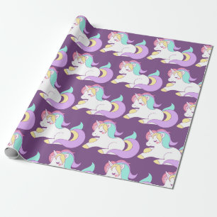 Rainbow unicorn wrapping paper