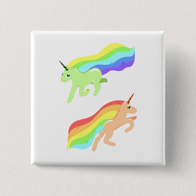 Rainbow Unicorns 2 Inch Square Button (Front)