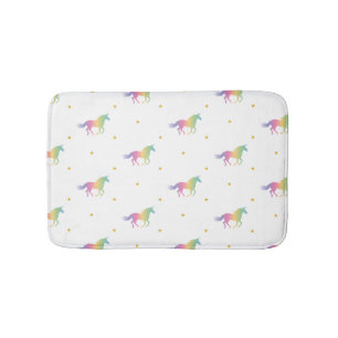 Rainbow Unicorns & Gold Stars Pattern Bath Mat