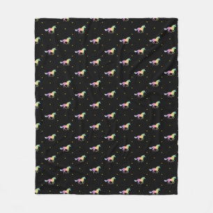 Rainbow Unicorns & Gold Stars Pattern Fleece Blanket