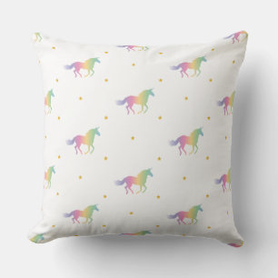 Rainbow Unicorns & Gold Stars Pattern Outdoor Pillow