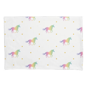 Rainbow Unicorns & Gold Stars Pattern Pillowcase