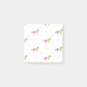 Rainbow Unicorns & Gold Stars Pattern Post-it Notes