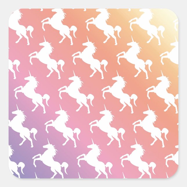 Rainbow Unicorns II Square Sticker (Front)