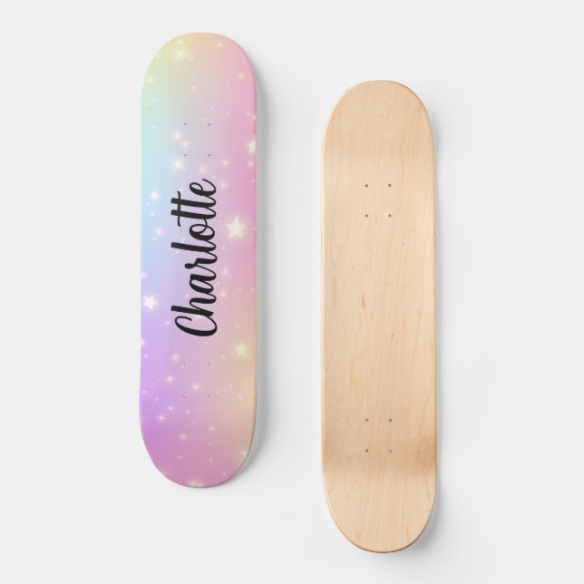 Rainbow Unicorns sky Personalized  Skateboard (Front)
