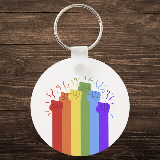 Rainbow Unity Fist Pride Keychain (Creator Uploaded)