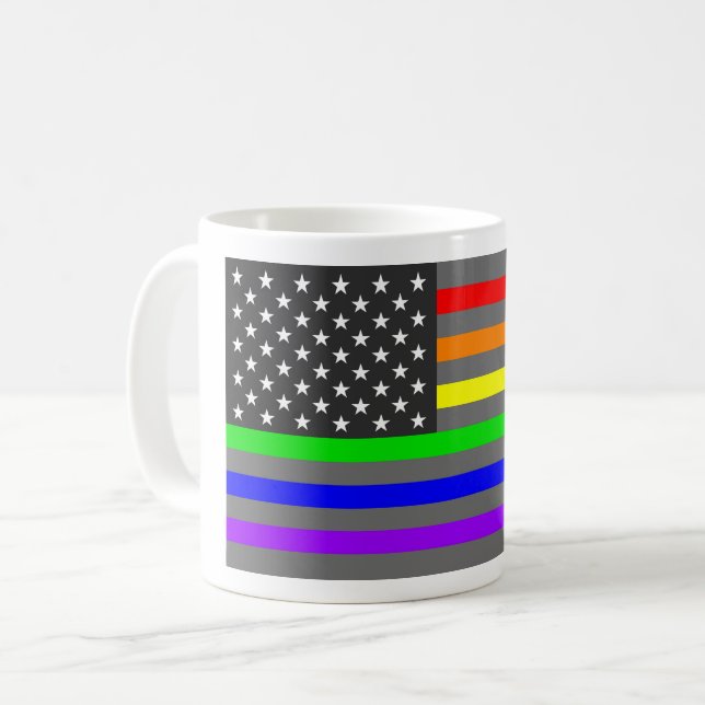 Rainbow US flag coffee mug (Front Left)
