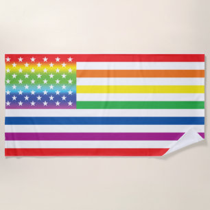 Rainbow US Flag LGBT Pride Beach Towel