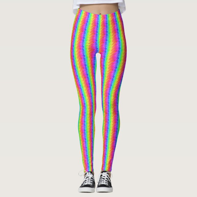 Rainbow Vertical Stripe All-Over-Print Leggings (Front)