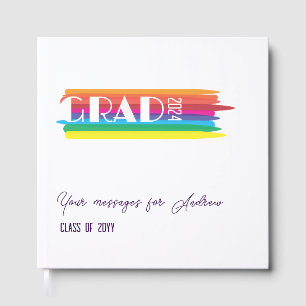 Rainbow vertical stripe graduation guest book