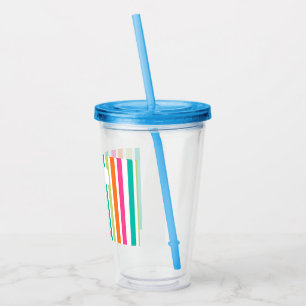 Rainbow vertical stripes colourful retro multicolo acrylic tumbler