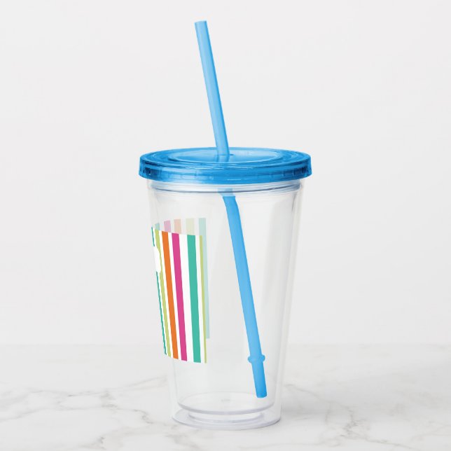 Rainbow vertical stripes colourful retro multicolo acrylic tumbler (Left)