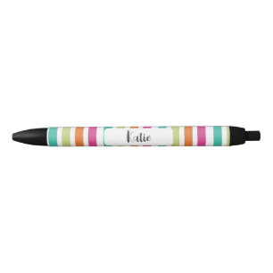 Rainbow vertical stripes colourful retro multicolo black ink pen