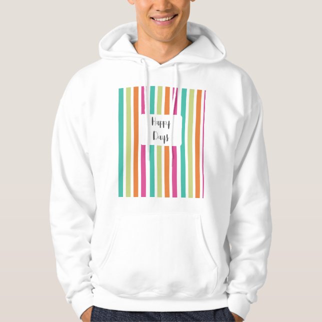 Rainbow vertical stripes colourful retro multicolo hoodie (Front)