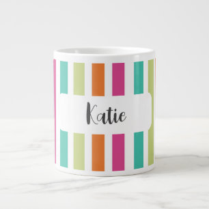 Rainbow vertical stripes colourful retro multicolo large coffee mug