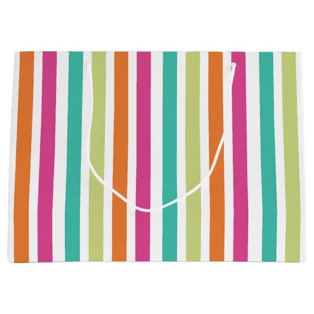 Rainbow vertical stripes colourful retro multicolo large gift bag (Front)