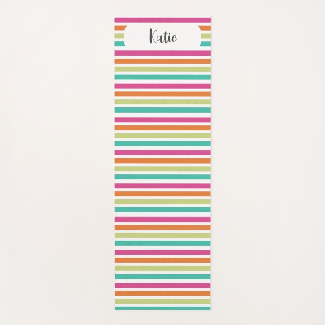 Rainbow vertical stripes colourful retro multicolo yoga mat (Front)