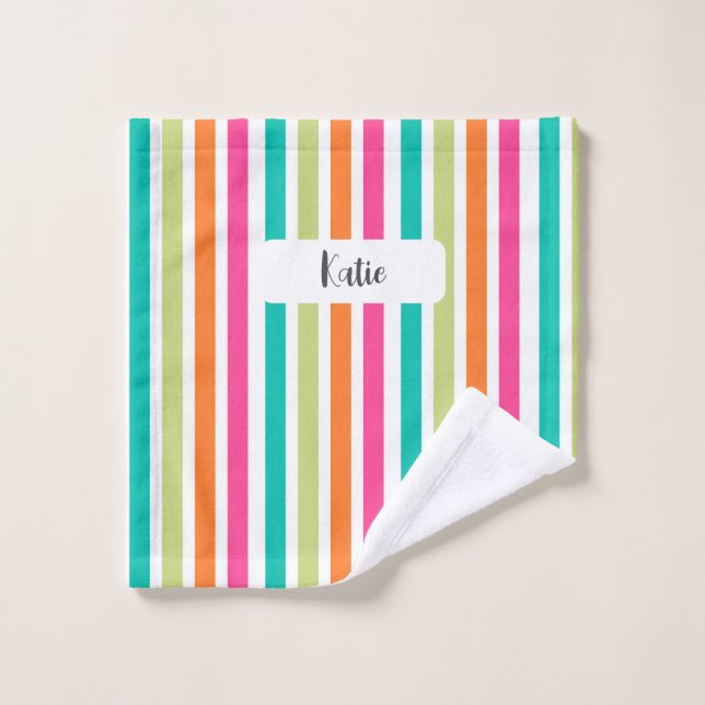 Rainbow vertical stripes colourful retro wash cloth (Wash Cloth)