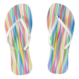 Rainbow Vertical Stripes Pastel Colourful  Flip Flops