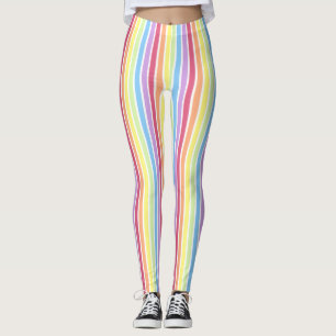 Rainbow  Vertical Stripes Pastel Colourful Leggings