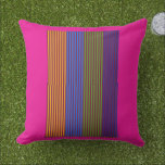 Rainbow Vertical Strips   Trim Decorative Pink Outdoor Pillow<br><div class="desc">Size: Throw Pillow 20" x 20" Accent your home with custom pillows from Zazzle and make yourself the envy of the neighborhood. Made from high-quality Simplex knit fabric, these 100% polyester pillows are soft and wrinkle-free. The heavyweight stretch material provides beautiful color definition for your design while also being the...</div>