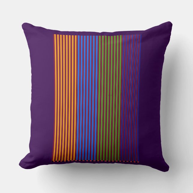 Rainbow Vertical Strips + Trim Decorative  Throw Pillow (Front)