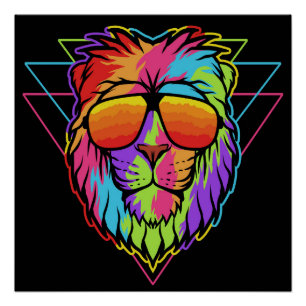 Rainbow Vibes Lion Poster