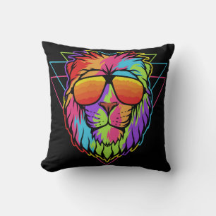 Rainbow Vibes Lion Throw Pillow