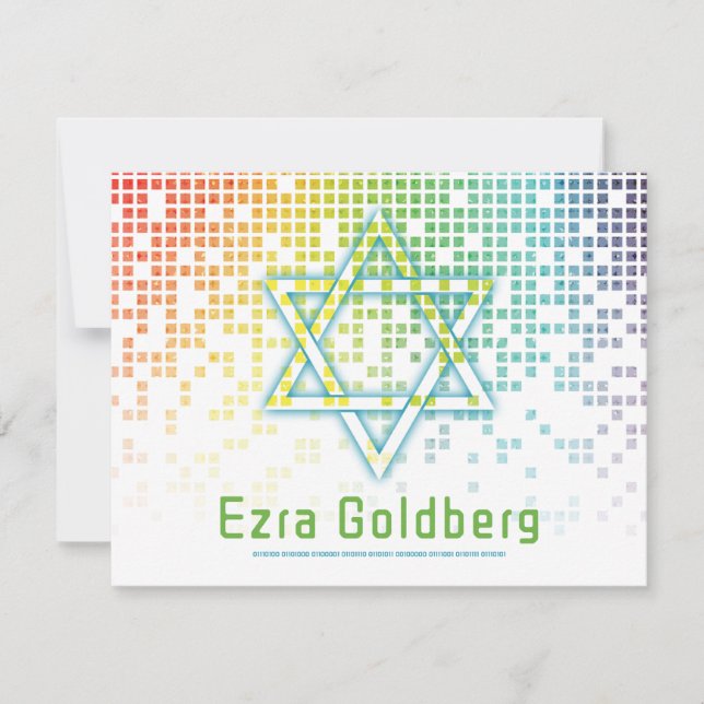 Rainbow Video Game Gamer Bar Mitzvah Thank You (Front)