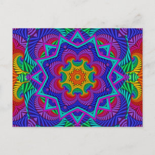 Rainbow Vintage Psychedelic Fractal Kaleidoscope Postcard