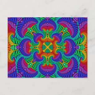 Rainbow Vintage Psychedelic Fractal Kaleidoscope Postcard