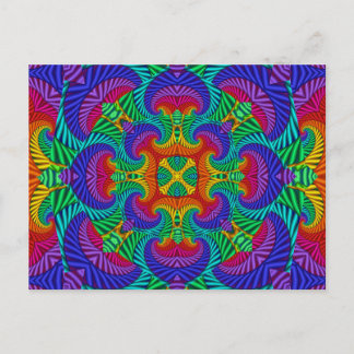 Rainbow Vintage Psychedelic Fractal Kaleidoscope Postcard