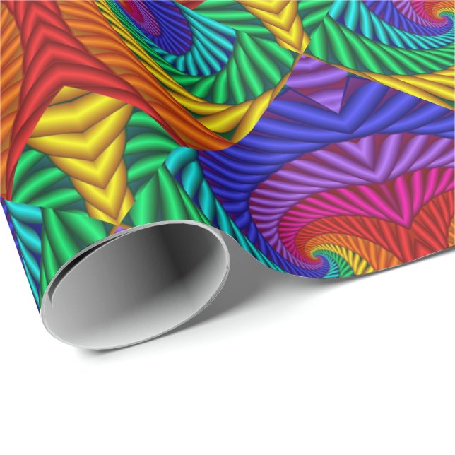 Rainbow Vintage Psychedelic Fractal Kaleidoscope Wrapping Paper (Roll Corner)