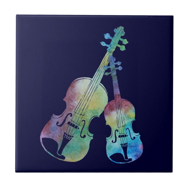 Rainbow Violin and Viola Tile (Front)